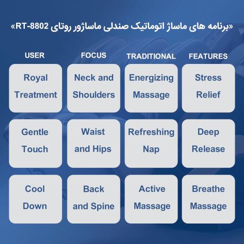12 برنامه اتوماتیک منحصربه‌فرد صندلی ماساژور روتای RT-8802