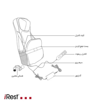 ابعاد و اجزای ماساژور روکش صندلی SL-D258-S